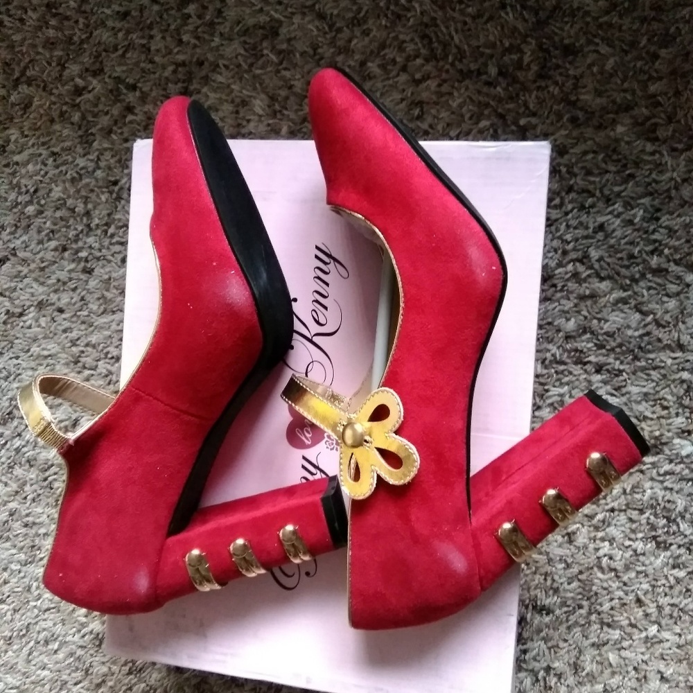 Penny Loves Kenny Women's Requiem Red Pumps 11W - Picture 4 of 8